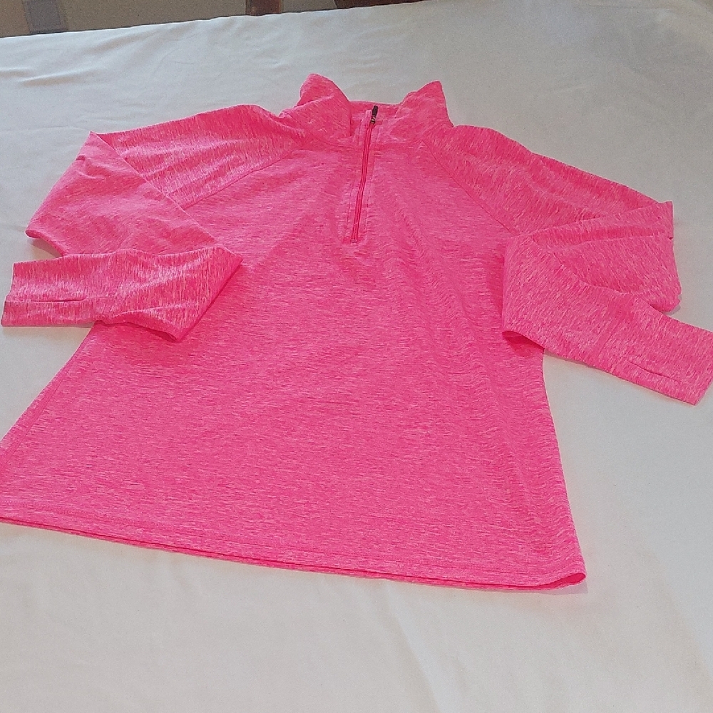 Ideology Bright Pink Running Tee.long Sleeves.Zipper At Neck .Size S